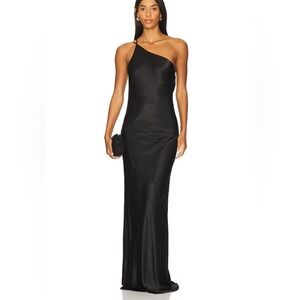 La Lune One Shoulder Cowl Back Maxi Dress in Black - Size 6